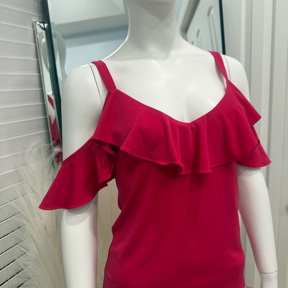Express Fuchsia Ruffled Blouse - Picture 2 of 4